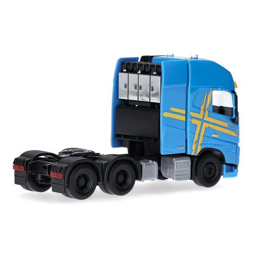 Herpa Volvo FH16 Globetrotter XL 20 6x4 Cavalo Mecânico com Torre Azul e Amarelo