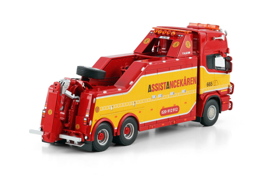 WSI Scania 164 Topline 6x4 Falkom Guindaste de Resgate Assistancekåren Preto