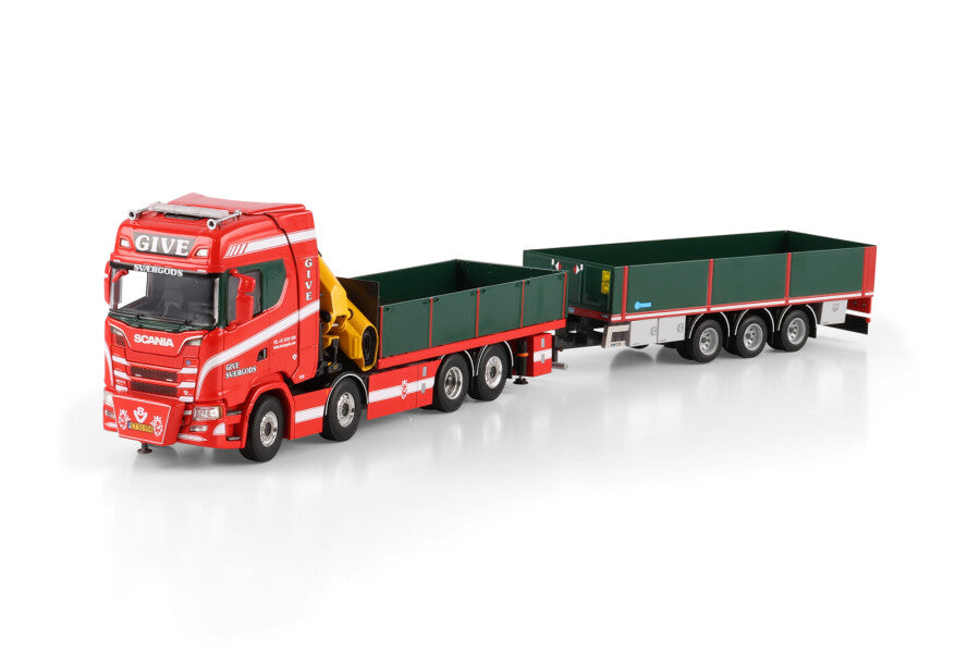 WSI Scania S Highline CS20H 8x2 Plataforma Rígida com Guindaste Palfinger PK 480 TEC e Semirreboque 3 Eixos