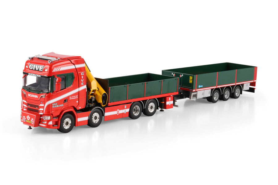 WSI Scania S Highline CS20H 8x2 Plataforma Rígida com Guindaste Palfinger PK 480 TEC e Semirreboque 3 Eixos