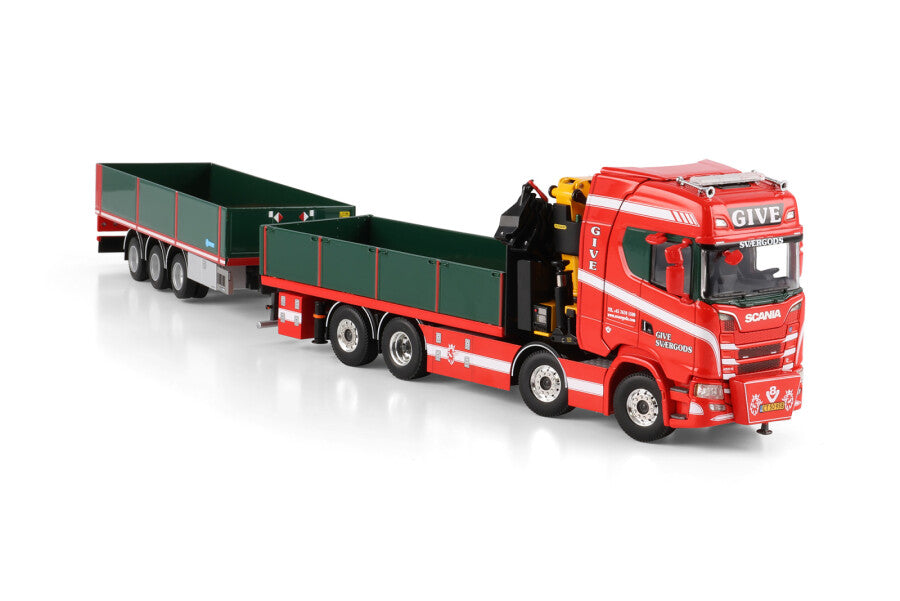 WSI Scania S Highline CS20H 8x2 Plataforma Rígida com Guindaste Palfinger PK 480 TEC e Semirreboque 3 Eixos