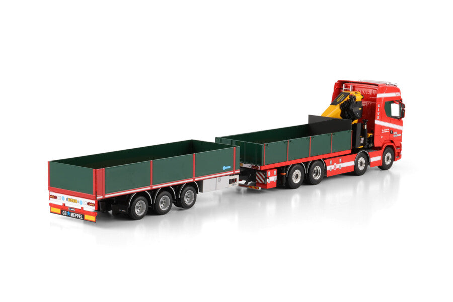 WSI Scania S Highline CS20H 8x2 Plataforma Rígida com Guindaste Palfinger PK 480 TEC e Semirreboque 3 Eixos