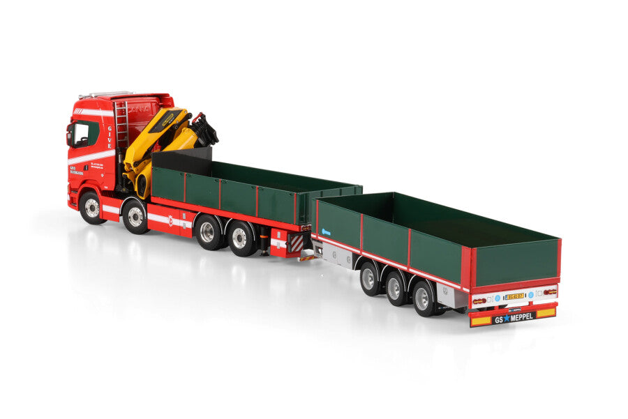 WSI Scania S Highline CS20H 8x2 Plataforma Rígida com Guindaste Palfinger PK 480 TEC e Semirreboque 3 Eixos