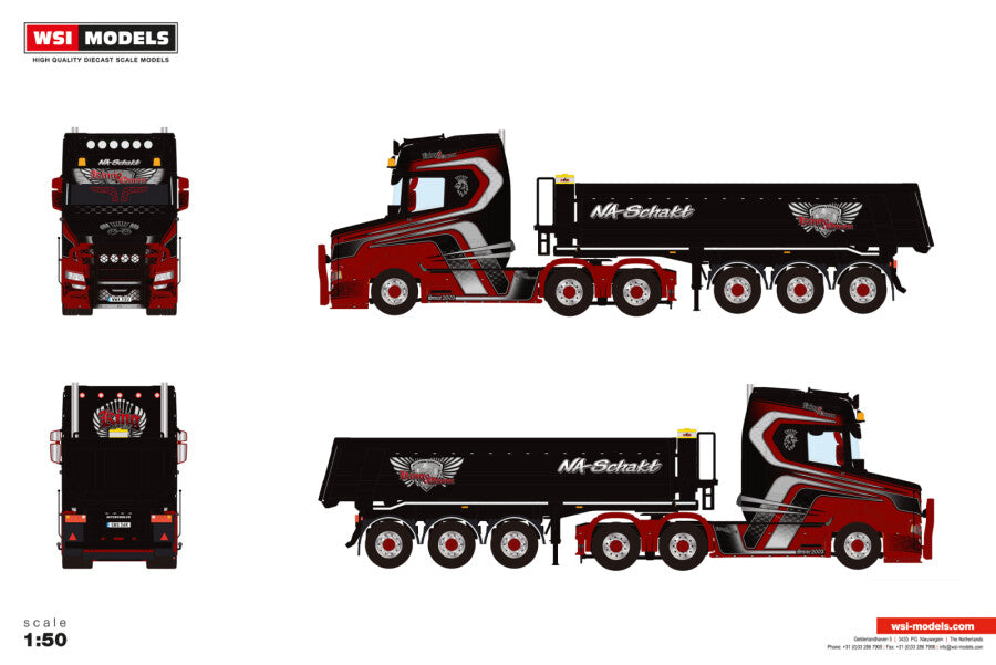 WSI Scania Vlastuin Torpedo 6x2 com Semirreboque Basculante 3 Eixos Na Schakt
