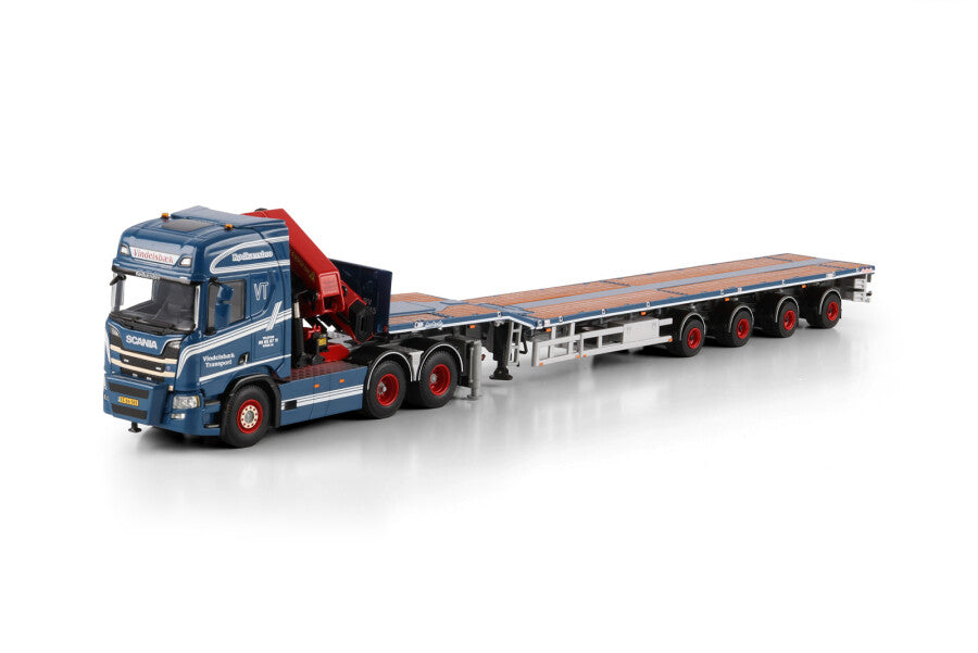 WSI Scania R Highline CR20H 6x2 Cavalo Mecânico com Semirreboque Plataforma 4 Eixos e Guindaste Palfinger PK 65002 SH